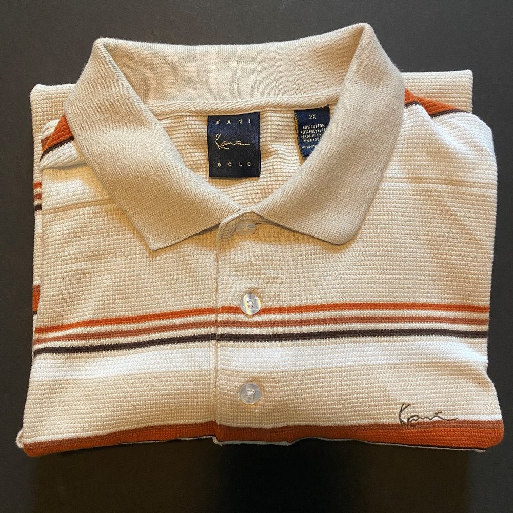 Karl Kani Gold Stripe Golf Polo Shirt XXL